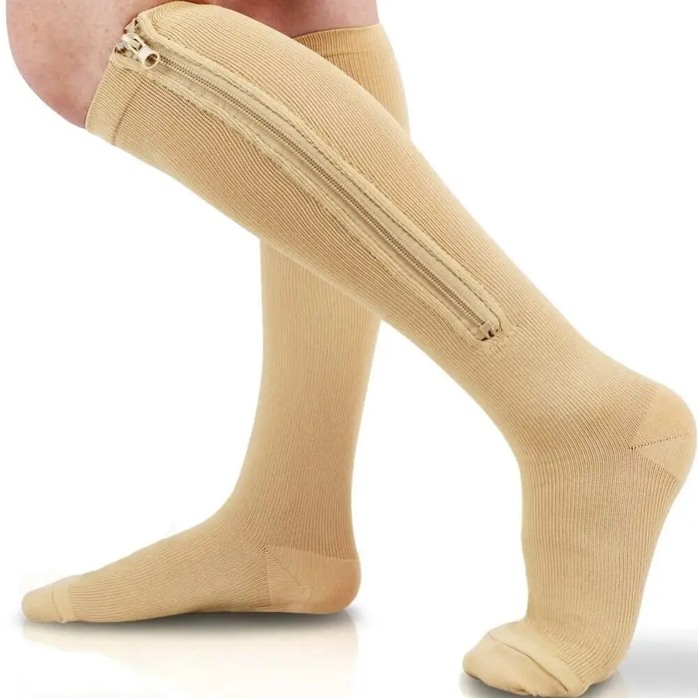 Echinacea - 남성용/여성용 지퍼형 압박 스타킹 1켤레, 발가락이
